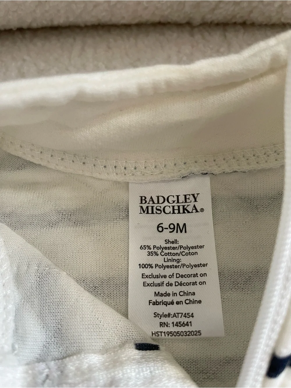 New Badgley Mishka White and Navy Striped Quarter-Zip Set 6-9M Baby Boy
